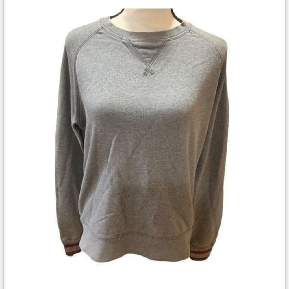 American‎ Eagle Pullover Sweatshirt, Grey with Maroon Stripes, 100% Cotton, XS